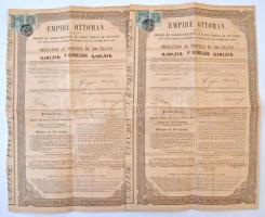 Oszmán Birodalom / Konstantinápoly 1870. Kötvény 400Fr-ról (5x) osztrák bélyeggel és bélyegzéssel T:...