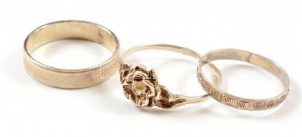 Ezüst(Ag) gyűrű, 3 db, jelzett, nettó: 3,9 g