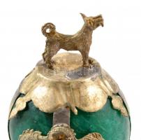 Jáde gömb kutyás fém foglalatban, m: 5 cm