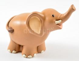 Egan elefánt, olasz mázas festett kerámia, kopás nyomokkal, jelzett, m: 11 cm, h:12 cm
