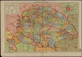 1942 Magyarország politikai térképe és Magyarország hegy- és vízrajzi térképe, kétoldalas térkép, ki...