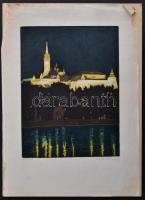 Barta Ernő (1878-1956): Budavári Palota. Színes litográfia, papír, jelzett, számozott 23×18 cm