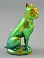 Zsolnay eozin mázas buldog, jelzett, kis kopásnyomokkal, m: 13,5 cm