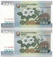 Észak-Korea 2005. 200W (2x) T:I  North Korea 2005. 200 Won (2x) C:UNC