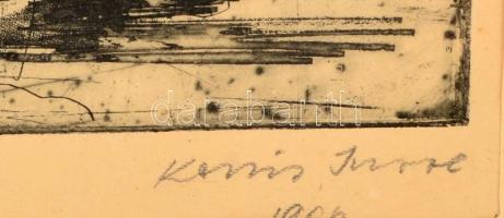 Kocsis Imre (1940-): Hullám. Rézkarc, papír,  jelzett, üvegezett keretben, 29×25 cm