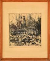 Kocsis Imre (1940-): Hullám. Rézkarc, papír,  jelzett, üvegezett keretben, 29×25 cm