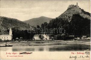 1909 Vágváralja, Povazské Podhradie (Vágbeszterce, Povazská Bystrica); A Vág völgye. Várrom, templom, kastély / Das Waagthal / Váh Valley, castle, church / Povazie (EK)