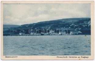 Balatonalmádi, Fövenyfürdő, háttérben az Öreghegy (ázott / wet damage)