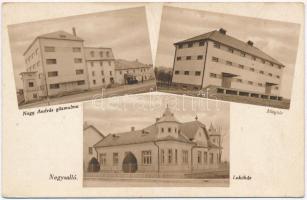 Nagysalló, Tekovské Sarluhy, Tekovské Luzany; Nagy András féle gőzmalom, Magtár, lakóház. Kiadja a Fogyasztási Szövetkezet / steam mill, granary, villa (ázott sarkak / wet corners)