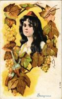 Hongroise / Hungarian lady with grapes. Serie B. litho