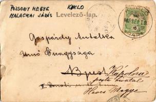 1905 Kukló, Kuklov; Templom, Régi kúria, Falusi malom, vízimalom. Kiadja Emanuel J. / Kirche, Dorfmü...