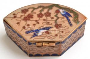 Zománcozott réz kis dobozka, 5,5×3,5 cm