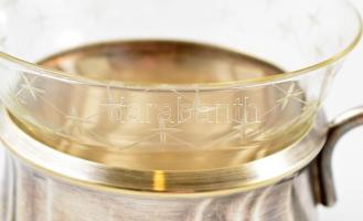 Sigg ezüstözött alpakka csészetartók pótolt üvegbetétekkel, jelzett