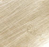 Sigg ezüstözött alpakka csészetartók pótolt üvegbetétekkel, jelzett