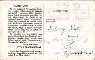 Lyon Szappangyár reklámlapja, hátoldalon meghívó az 1936-os Nemzetközi Vásárra / Lyon soap factory a...