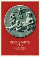 1939 Reichsparteitag Nürnberg. Feldpostkarte Reichsparteitag des Friedens / NSDAP German Nazi Party propaganda, Nuremberg Rally, swastika, 6 Ga. (Rb)