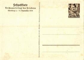 1939 Reichsparteitag Nürnberg. Feldpostkarte Reichsparteitag des Friedens / NSDAP German Nazi Party ...