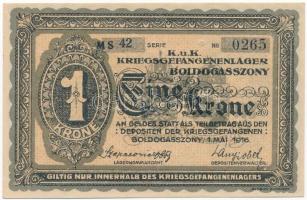 Boldogasszony / Hadifogolytábor 1916. május 1. 1K arab sorozat- és sorszámmal, "MS" betűje...