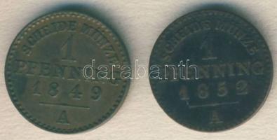 Német Államok/Poroszország 1849A 1Pf T:2/3 + 1852A 1Pf T:3-