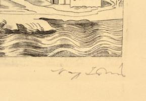 Olvashatatlan jelzéssel: Buda vára 1492-ben. Rézkarc, papír. 10x19 cm