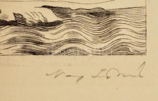 Olvashatatlan jelzéssel: Buda vára 1492-ben. Rézkarc, papír. 10x19 cm