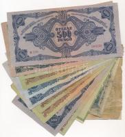 14db-os vegyes magyar bankjegy tétel, közte főleg pengők és két erősen ragasztott gulden T:III-IV ra...