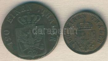 Német Államok/Poroszország 1842A 3Pf + 1870A 1Pf T:2/3
