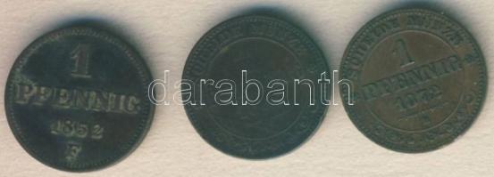 Német Államok/Szászország 1852F 1Pf + 1865B 1Pf + 1872B 1Pf T:3