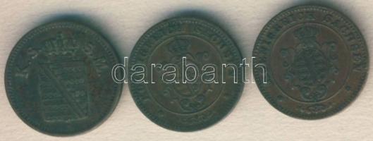 Német Államok/Szászország 1852F 1Pf + 1865B 1Pf + 1872B 1Pf T:3