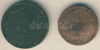 Német Államok/Poroszország 1858A 2Pf + 1863A 1Pf T:3