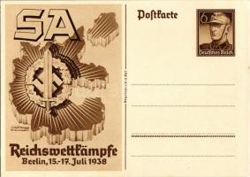 SA Reichswettkämpfe Berlin 15-17. Juli 1938 / Sturmabteilung imperial competition games, NSDAP Nazi Party propaganda, swastika; 6 Ga. s: Werner von Axster-Heudtlaß