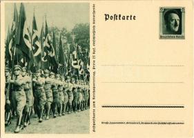 Feldpostkarte zum Reichsparteitag / NSDAP German Nazi Party propaganda, swastika; 6 Ga. Adolf Hitler