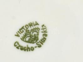 Victoria kínálótál, matricás, jelzett, kopott, 22×22 cm