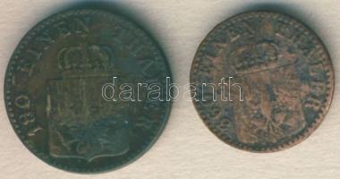 Német Államok/Poroszország 1858A 2Pf + 1863A 1Pf T:3