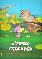 1983 Vízipók-csodapók, magyar rajzfilm plakát, hajtott, 80×56 cm