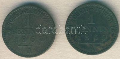 Német Államok/Poroszország 1863A 1Pf T:3 + 1865A 1Pf T:2-/3