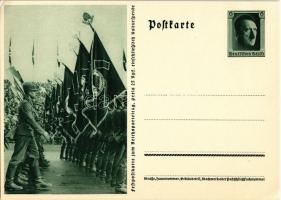 Feldpostkarte zum Reichsparteitag / NSDAP German Nazi Party propaganda, swastika; 6 Ga. Adolf Hitler (EK)