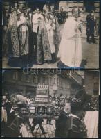 1914 Csernoch János hercegprímás a Szent István napi körmeneten, 2 db korabeli sajtófotó hozzátűzött szöveggel /  press photo 16x12 cm