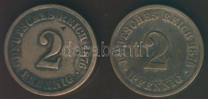 Német Birodalom / Császárság 1876C 2Pf T:3 + 1876J 2Pf T:3 kis ph