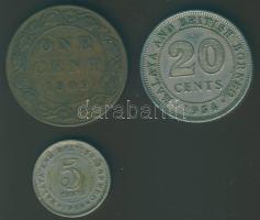 Kanada 1909. 1c T:3 + Malaya és Brit Borneo 1954. 20c + 1958. 5c T:2/3,3