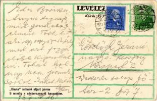 Ungarische Werkstätte, vadász; Diana sósborszesz reklám / Hungarian art postcard, hunter. Advertisem...