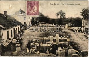 1918 Sepsiszentgyörgy, Sfantu Gheorghe; Szemerjai részlet, raktár. Kiadja Benkő Mór / street view in Simeria District, warehouse (ragasztónyom / glue mark)