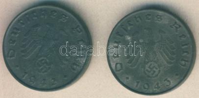 Német 3. Birodalom 1942B 10Pf h.k-tel + 1943B 10Pf h.k-tel T:3+ R!