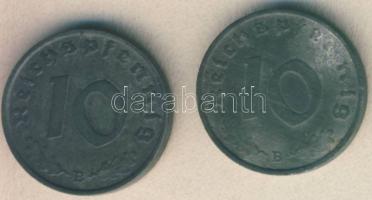 Német 3. Birodalom 1942B 10Pf h.k-tel + 1943B 10Pf h.k-tel T:3+ R!