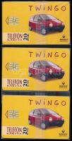 1994 Renault Twingo.3 db Használatlan telefonkártya, bontatlan csomagolásban
