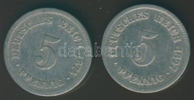 Német Birodalom/Császárság 1874A 5Pf T:3-  + 1897G 5Pf T:3