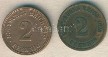 Német Birodalom / Császárság 1874A 2Pf T:3+ + 1875B 2Pf T:3