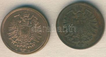 Német Birodalom / Császárság 1874A 2Pf T:3+ + 1875B 2Pf T:3