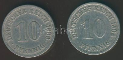 Német Birodalom/Császárság 1896E 10Pf + 1904G 10Pf T:3