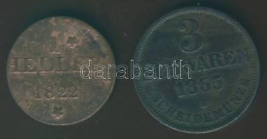 Német Államok/Frankfurt am Main 1822. 1H T:3-  + Német Államok/Oldenburg 1865. 3Schwaren T:3